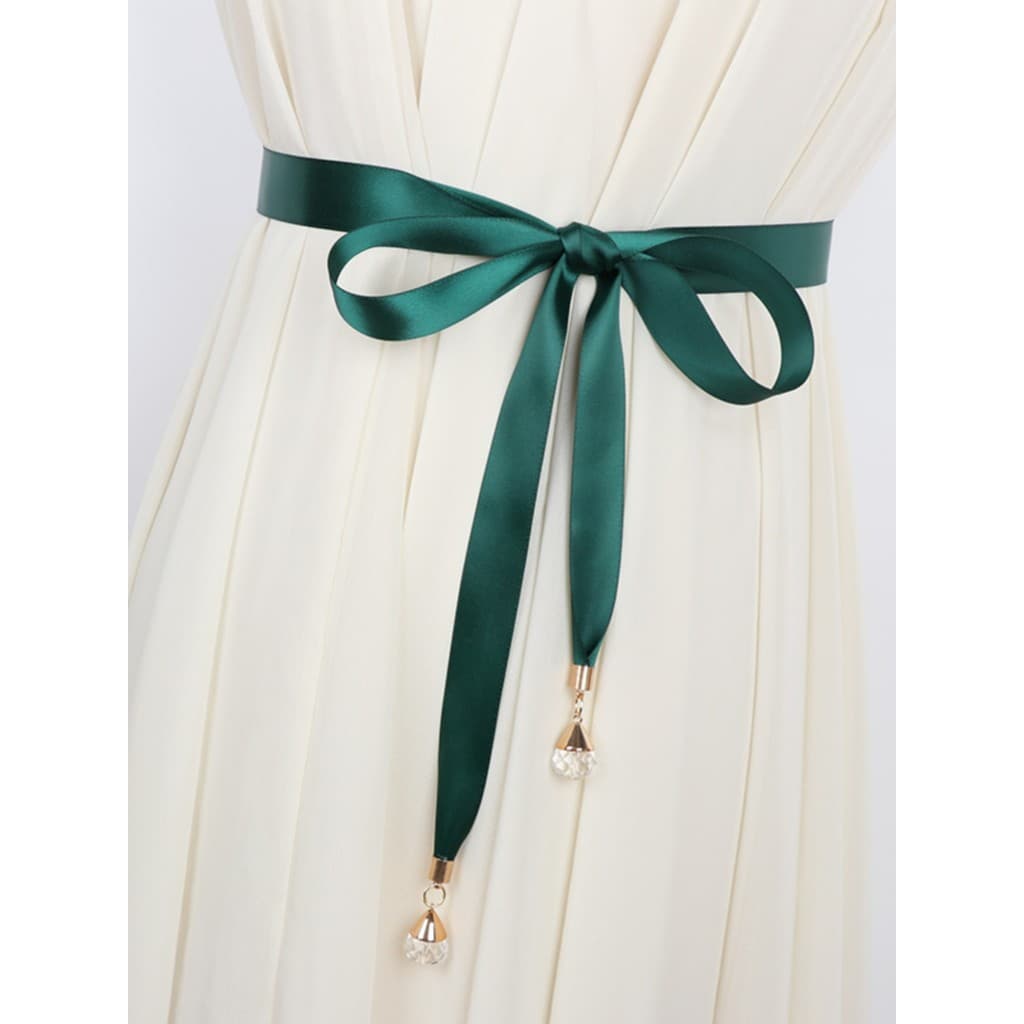 Branco preto verde bege senhoras cinto atado moda All-Match vestido Hanfu jaqueta decorativa cintura corrente fina