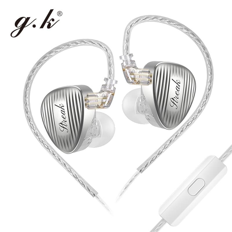 Monitores Intra-Auriculares GK-Streak Hi-Fi KUN Dynamic + Micro Planar Fones De Ouvido De Driver Duplo Com Cabo Removíve