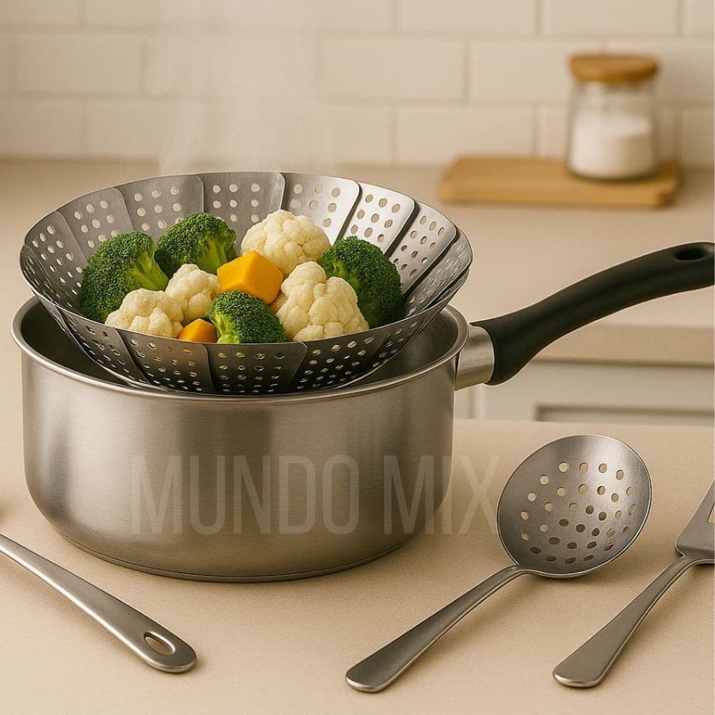 Cesto de Cozimento A Vapor Em Aço Inox Cozinhar Legumes No Vapor Panela 26cm