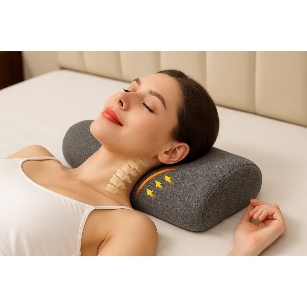 Travesseiro Ortopédico Cervical Viscoelástico – 12x65x23cm/ Suporte Ergonômico e Anti-stress P.QIU