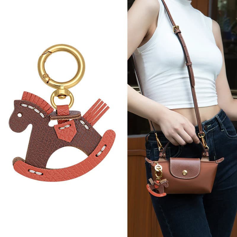 EverToner Bolsa De Couro Charme Cavalo De Balanço Pingente Para Longchamp Saco Pendurado Ornamento Chaveiro Decoração DI