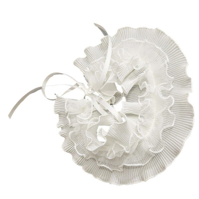 Estone Elegante Renda Ruff Colarinho Destacável Babados Feminino Todo Combinando Gravata