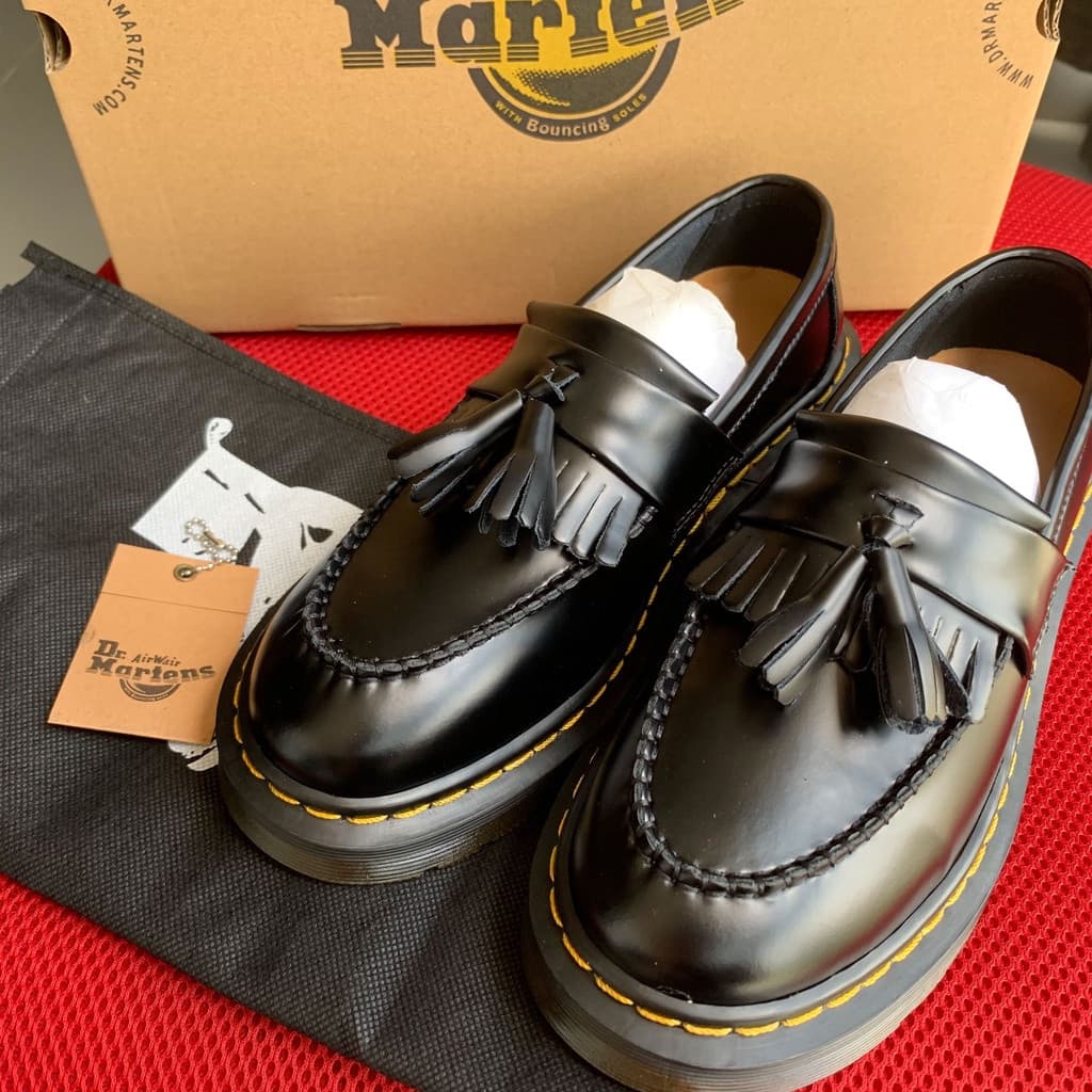 Dr. Martens Adrian Tassel Mocassins de Couro Genuíno para Homens e Mulheres, Casuais, Unissex, Slip-On, Tamanhos 35-46 J
