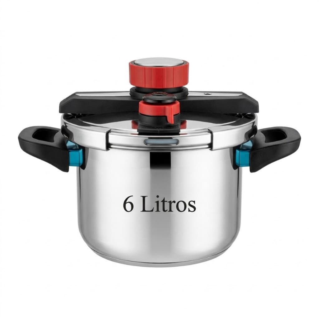 Panela de Pressão Inox 304 6 Litros Fundo Triplo Premium Compatível com Todos Fogões