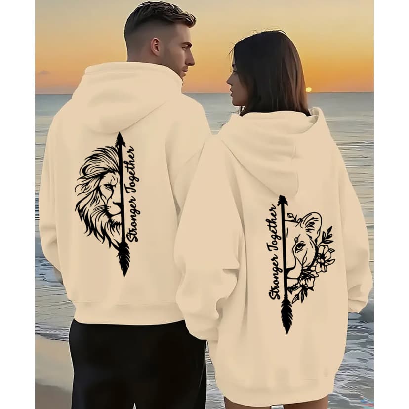 Kit Casal Moletons Namorados Blusa de Frio Casaco Combinando Leão Leoa