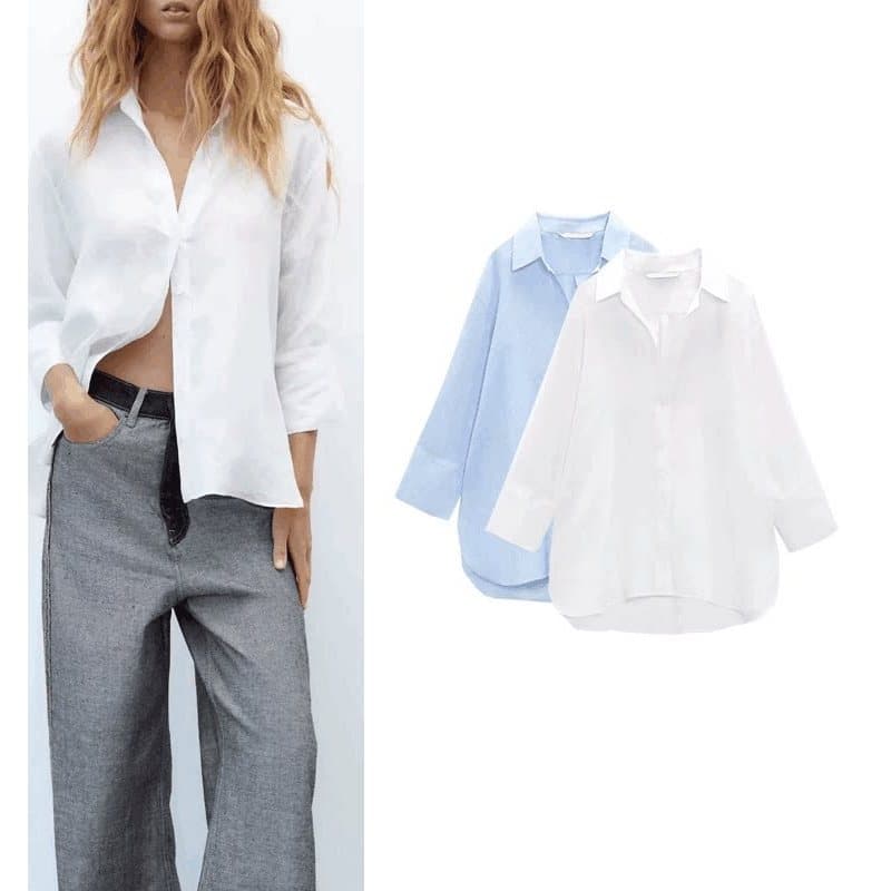Z Top solto Casual assimétrico com bainha misturada 4786126