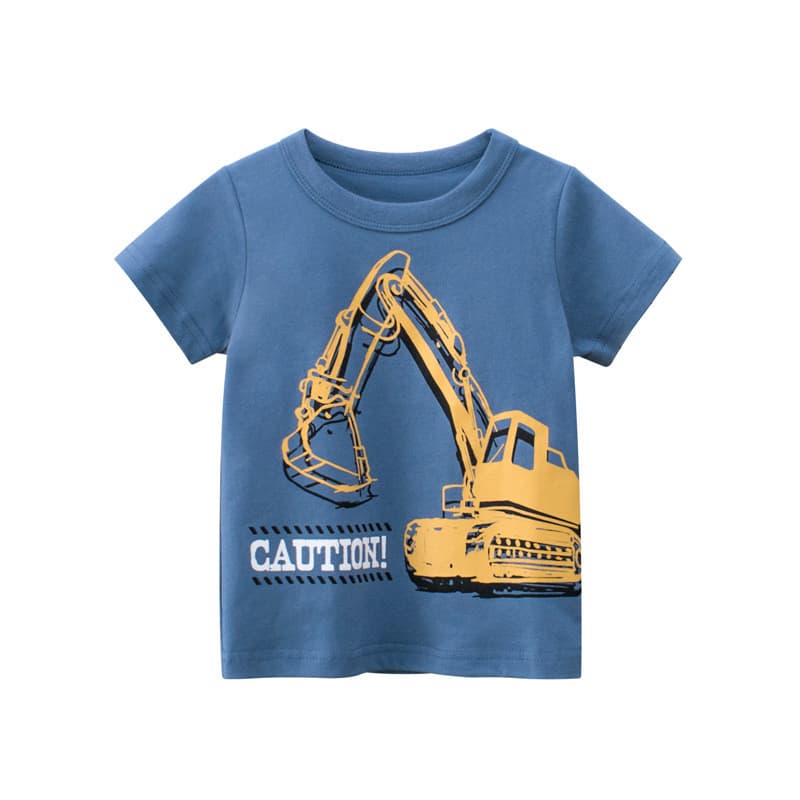 Crianças puro algodão de manga curta camiseta 2026 verão roupas infantis novos produtos meninos escavadeira bebê suor-ab