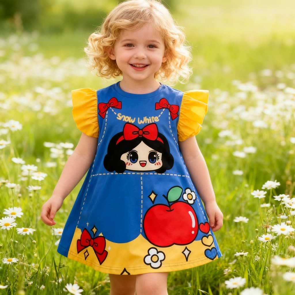 2-7 Anos Meninas Mangas Florais Vestido De Algodão Bebê Crianças Princesa Baju Budak Perempuan Camiseta Vestidos Verão N