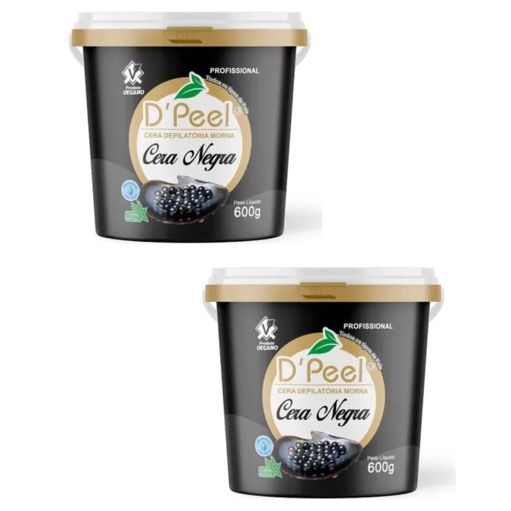 Kit 2 Baldes D´Peel - Cera Depilatória Morna 1300g - Cera Negra  - Pupita