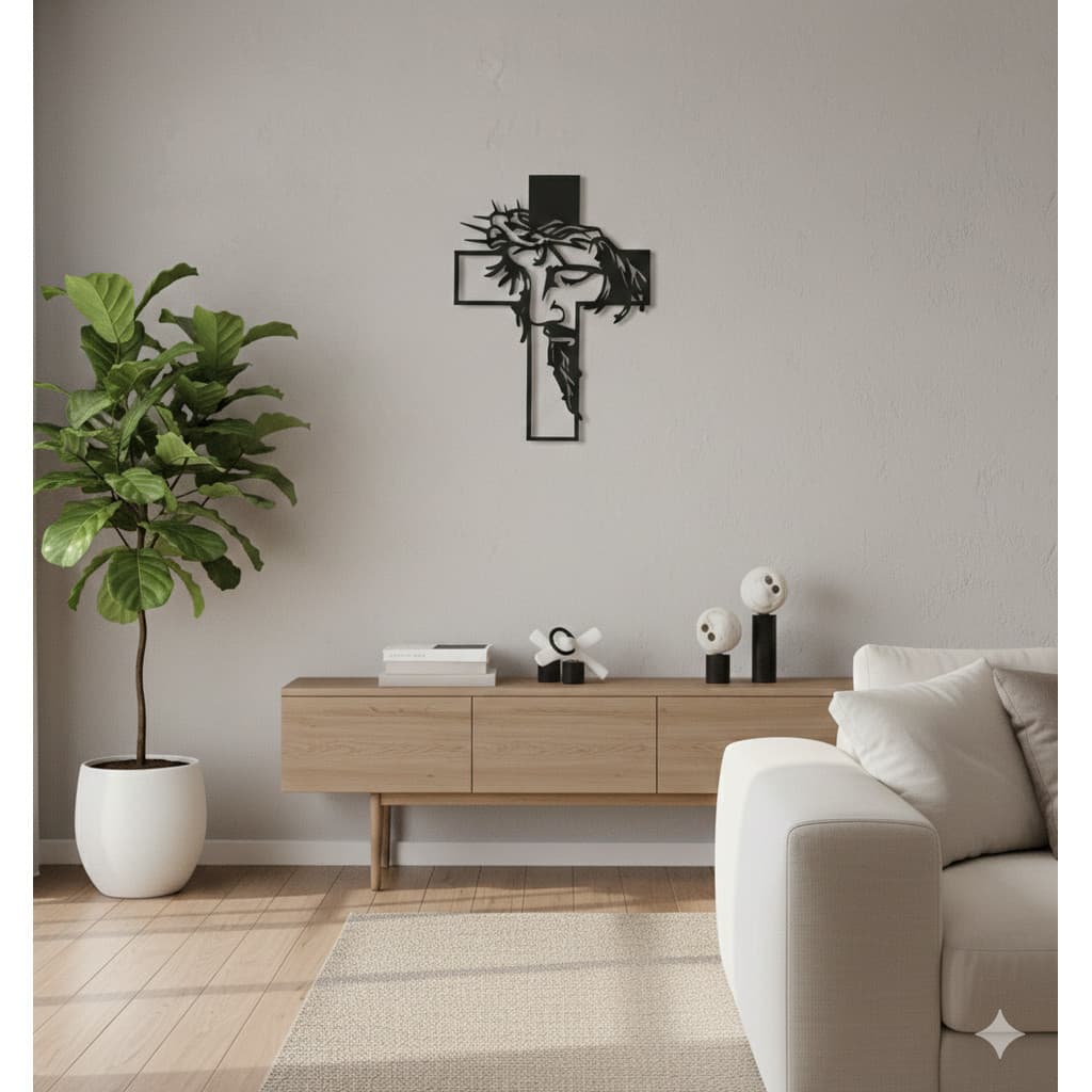 Quadro Escultura Jesus Na Cruz Minimalista 25cm