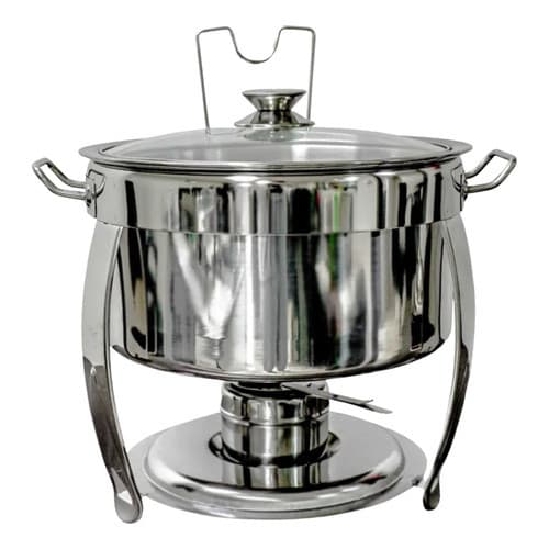 Rechaud Redondo 8 Litros Aço Inox Banho Maria Tampa Vidro