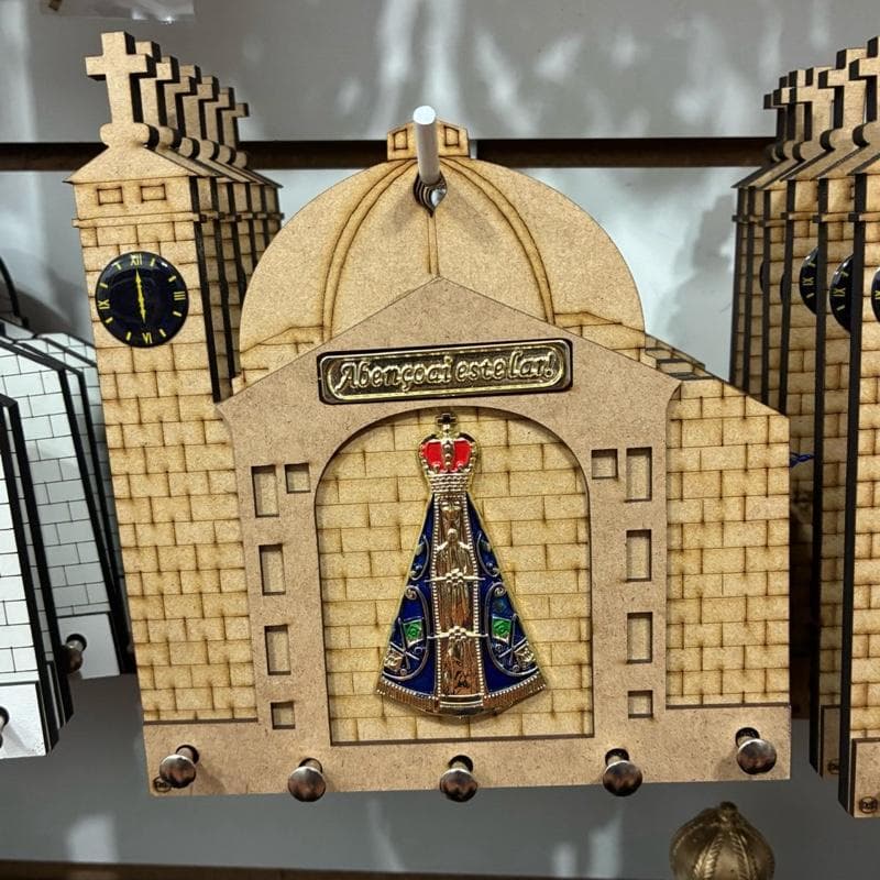 Porta Chaves Chaveiro Terço Em MDF Basílica De Nossa Senhora Aparecida