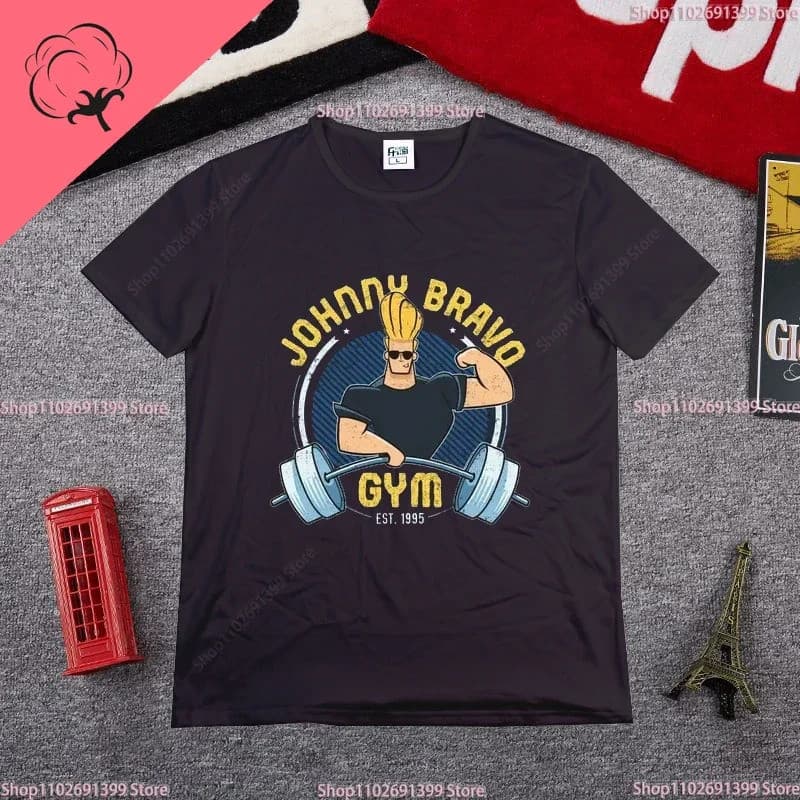Johnny Bravo Bíceps Gráfico T Camisa Vermelho MuscleNerd Musculação Engraçado Tshirt Dos Desenhos Animados Impressão Laz