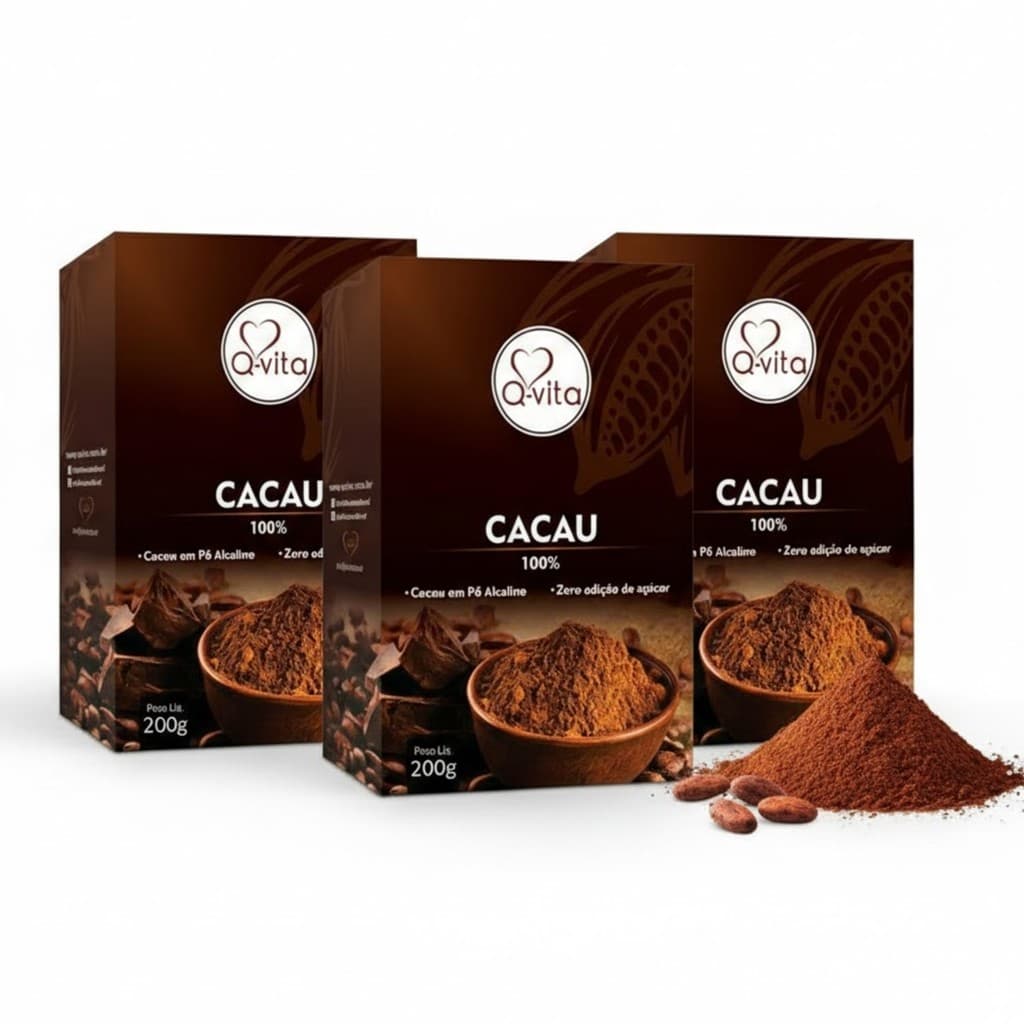 Kit c/ 3und Cacau em Pó Zero Açúcar QVITA 200g
