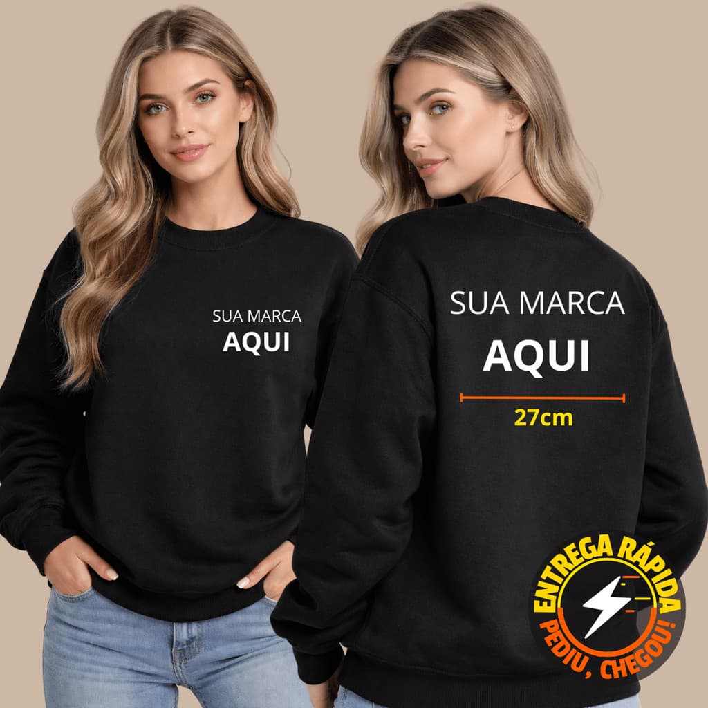Moletom Careca Unissex 100% Algodão Personalizada Uniforme Empresa | Do P ao GG| SUA MARCA AQUI