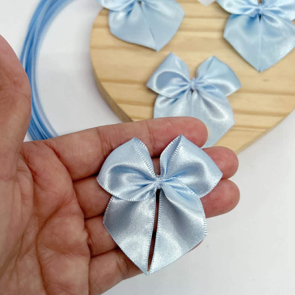 Laço Lacinho AZUL BEBÊ em Cetim 20/40/100 UNIDADES - nº5 - 5 cm COM FITA PARA AMARRAR