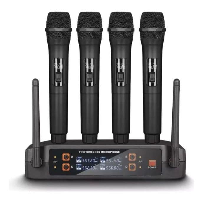 Kit 4 Microfones Sem Fio Vhf Com 4 Canais Hi Fi Series Byz D-mb-9