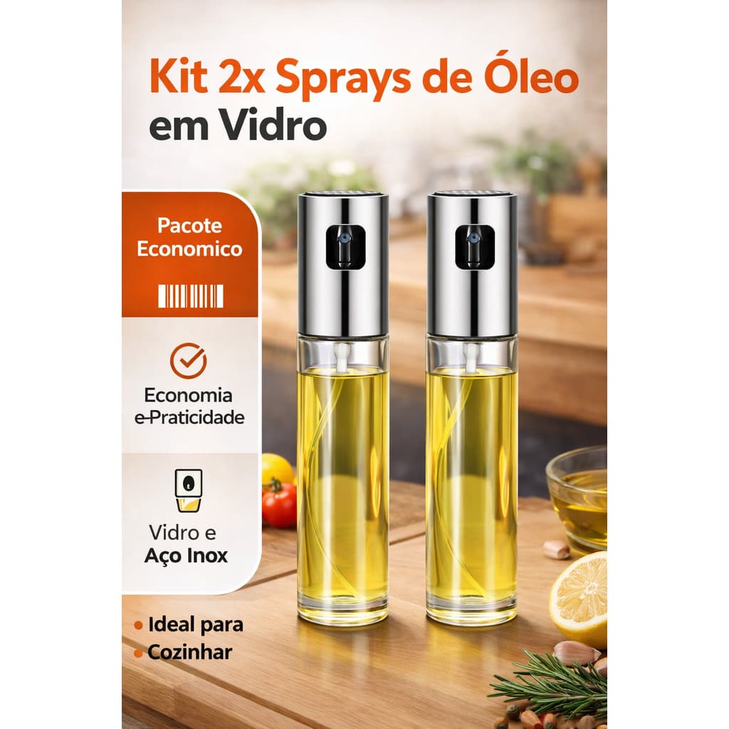 Kit 2x Spray Pulverizador de Vidro Óleo Azeite Vinagre (100ml)