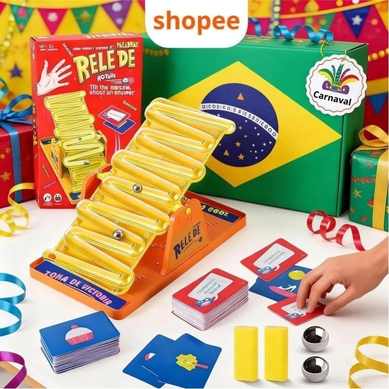 Presentes Carnaval Jogo desafio de batalha relé de palavras gangorra RQ toys pensa rápido e contesta educativo labirinto