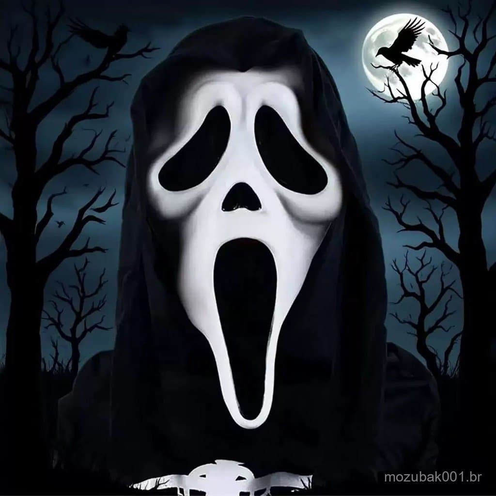máscara grito halloween látex terror cosplay assustador