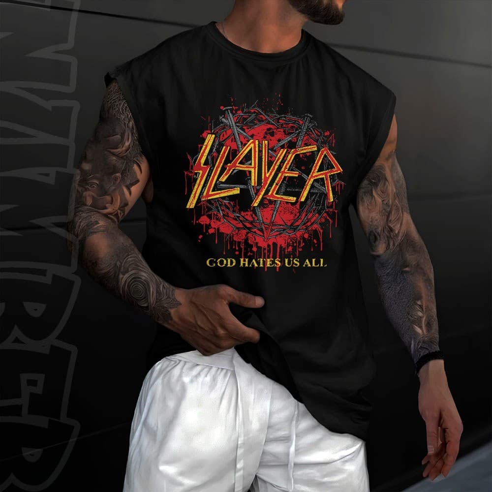 Camiseta Regata Machao Oversized Masculino Slayer God Hates Us All Rock % Algodão = Envio imediato