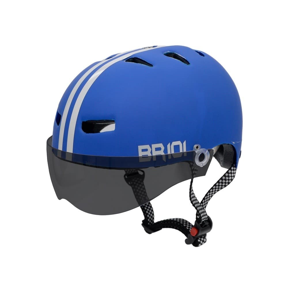 Capacete Bike Ciclismo Skate Patins Patinete Profissional Azul Fosco Viseira Fume