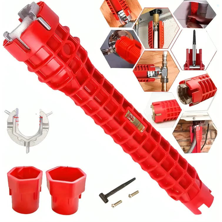Chave Grifo Instalador Hidráulico 8 em 1 Multiuso Cano Pia Torneira Filtro Encanamento Reparo Chave Inglesa Ferramenta