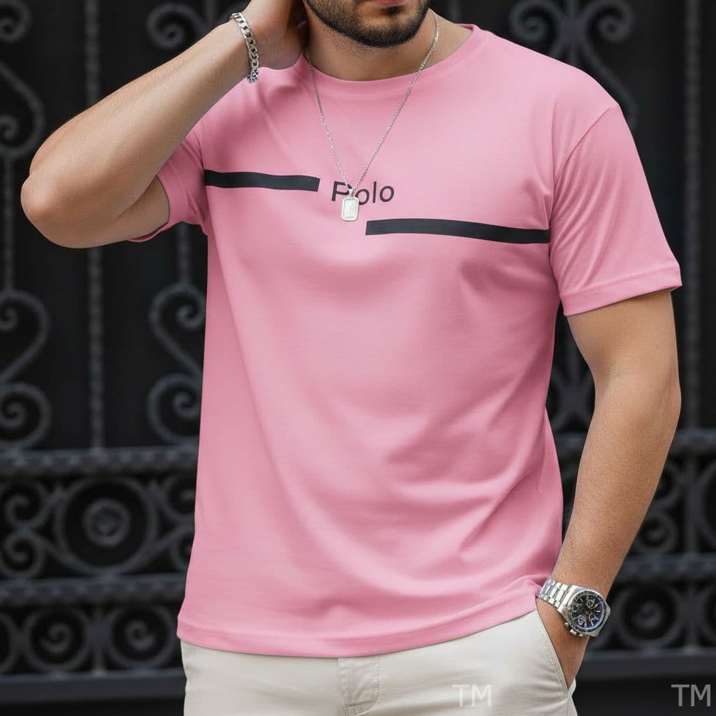 Camiseta Básica Casual Masculina Estampada Polo Listras Camisa Malha Respirável Academia