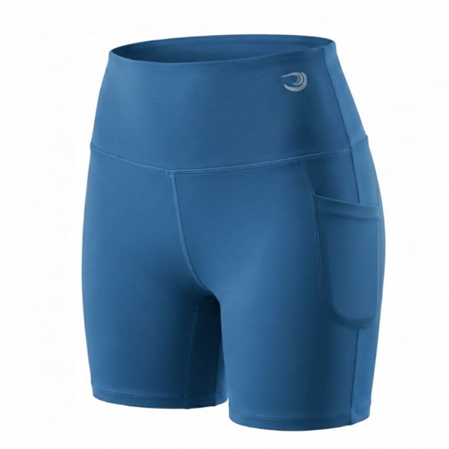 Shorts com Bolsos Poliamida Yoga Corrida Academia Pilates Azul
