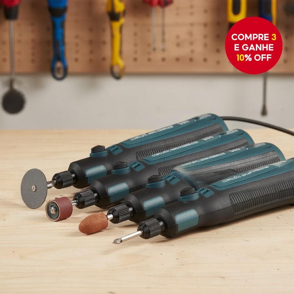 Conjunto de Mini Gravador e Polidor Sem Fio com Velocidade Ajustável (5000-10000-15000 RPM)