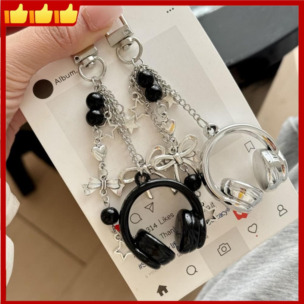 Chaveiro De Fone De Ouvido Y2K Com Contas De Arco Estrela , Pingente De Bolsa Fofo Para Chaves , Mochilas E Amantes De M