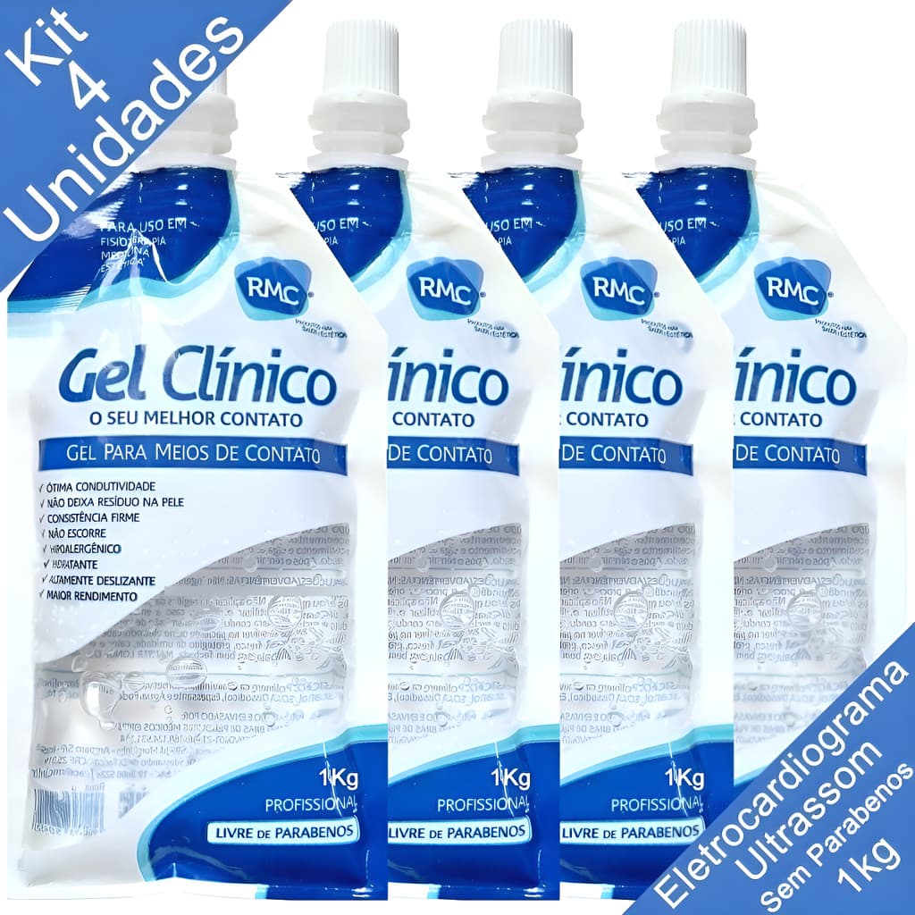 Gel Clínico Condutor Ultrassom Ecg Incolor Bag 1kg 4un Rmc Neutra
