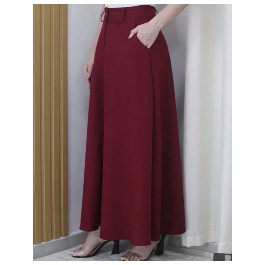 Saia Longa Feminina Alfaiataria Moda  Casual Básica  Cintura Alta