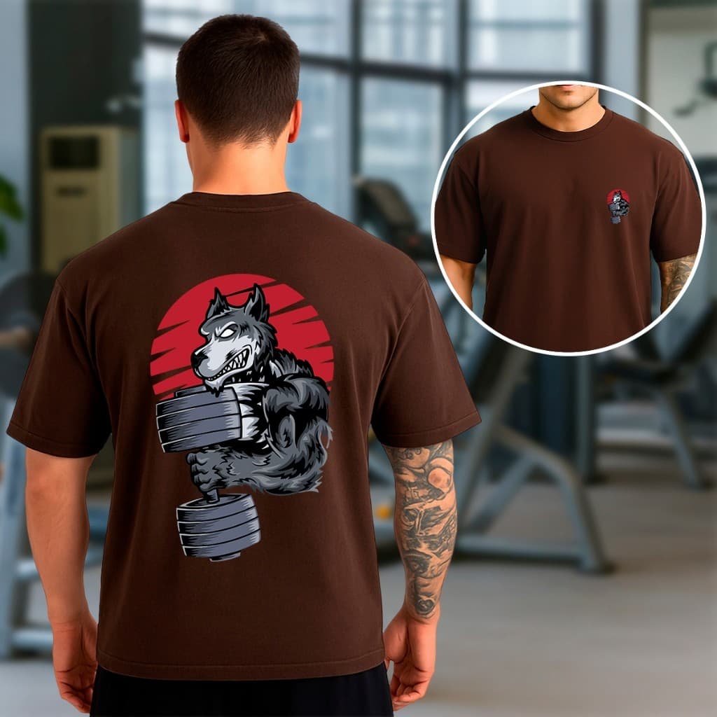 Camiseta Premium Lobo Treinando Estampa Fitness Streetwear Academia Braba 100% Algodao Envio Rápido