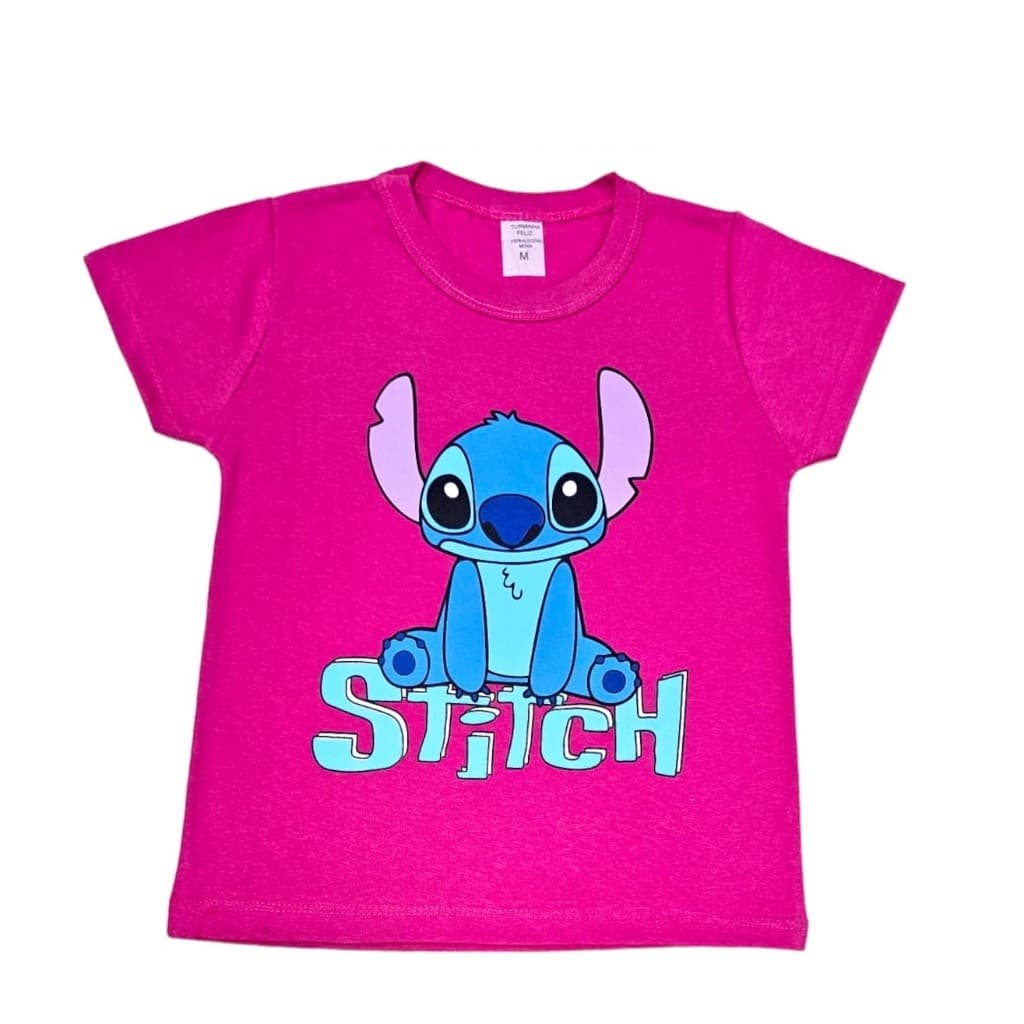 Camisa Manga CURTA Festa Casual Infantil Menina Feminina ST Rosa Pink
