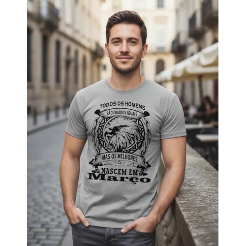 Camisa Camiseta Masculina Lendas Nascem Março Homens aniversário