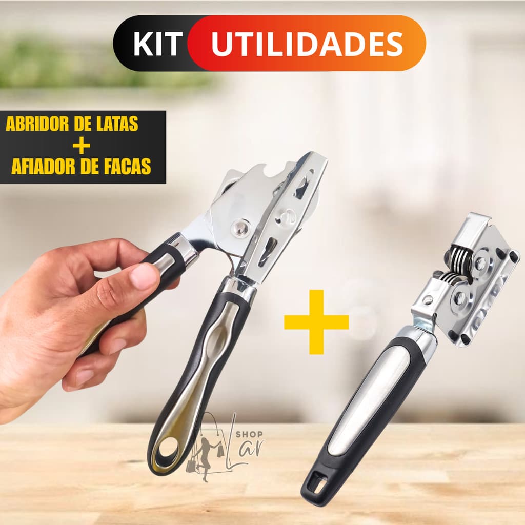 Abridor De Latas e Garrafas + Afiador  de Facas Envio Imediato