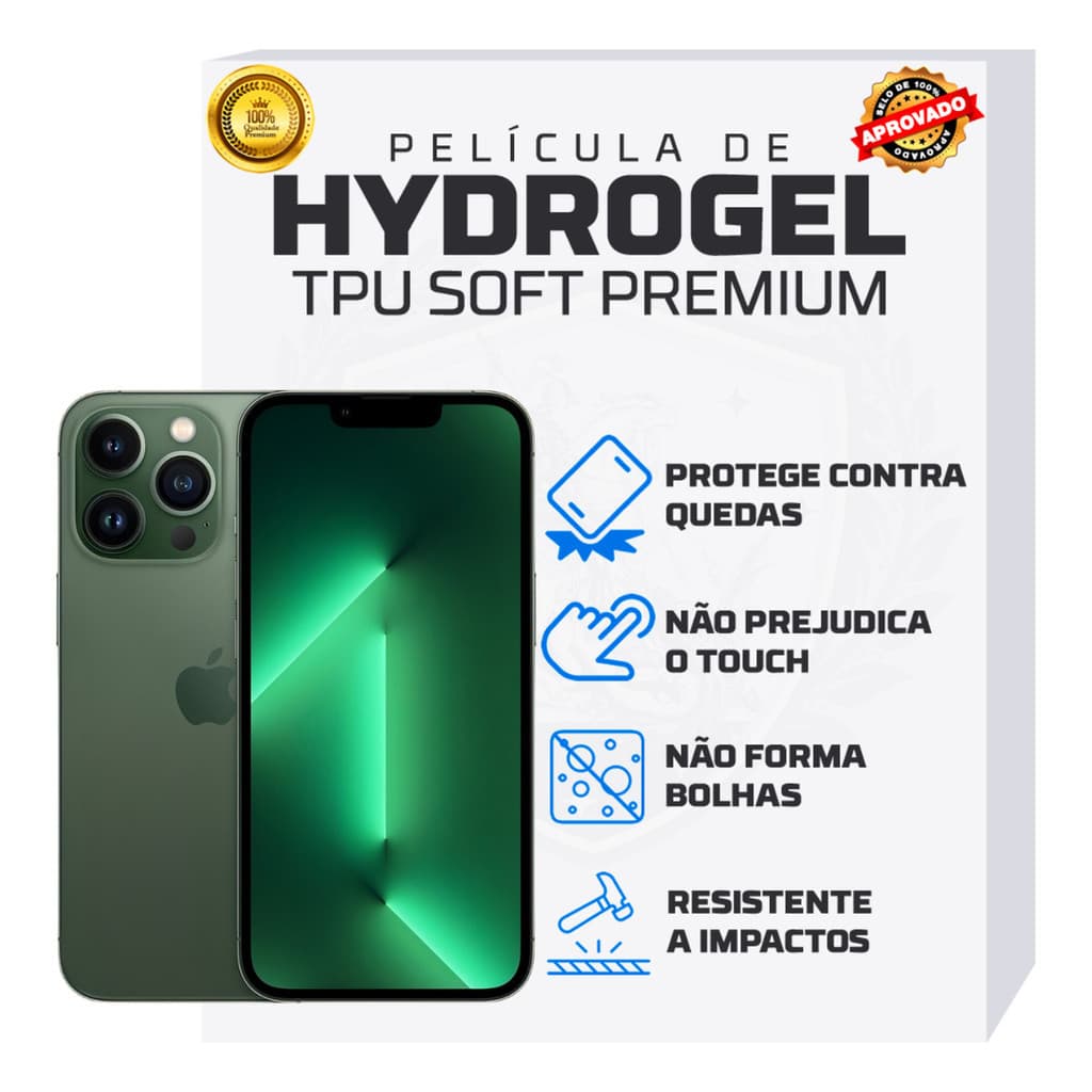 Kit 3 Películas Hidrogel Fosca Matte Para iPhone 13 Pro Max, 13 Pro e 13 Mini – Antirreflexo, Cobertura Total