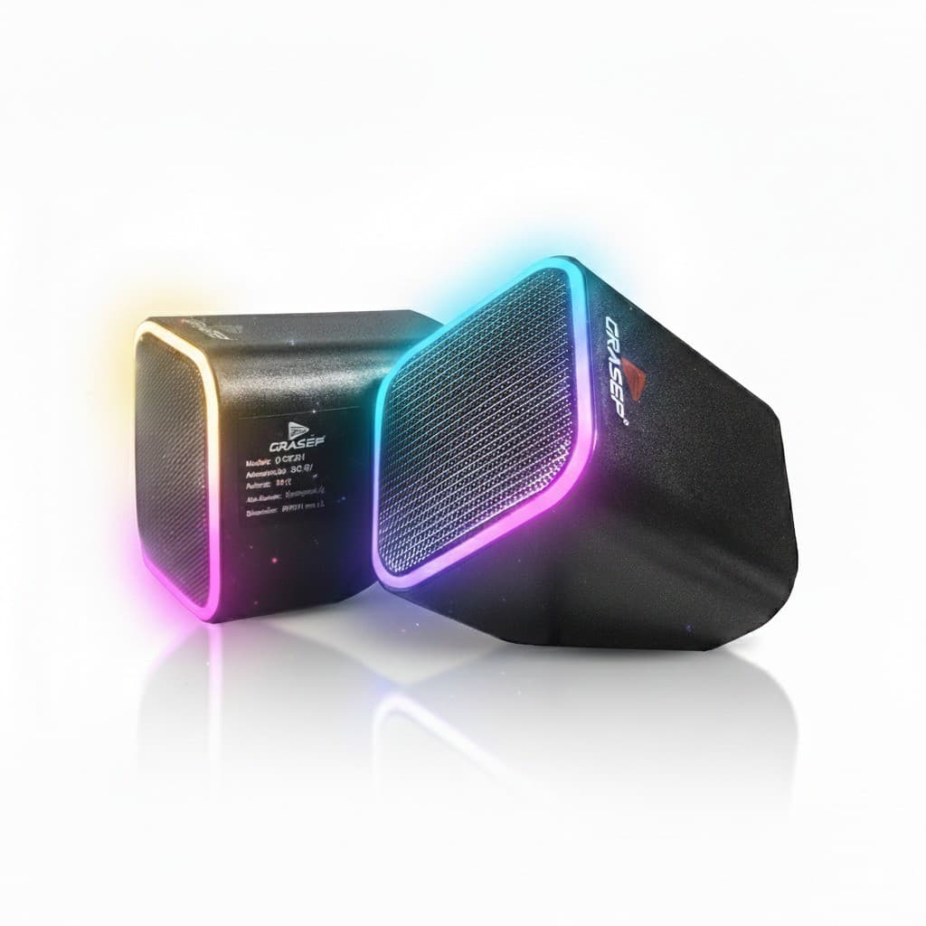 Caixa de Som RGB Estéreo 2.0 6W RMS USB e P2 Plug & Play Som Nítido com Graves Potentes para PC e Notebook