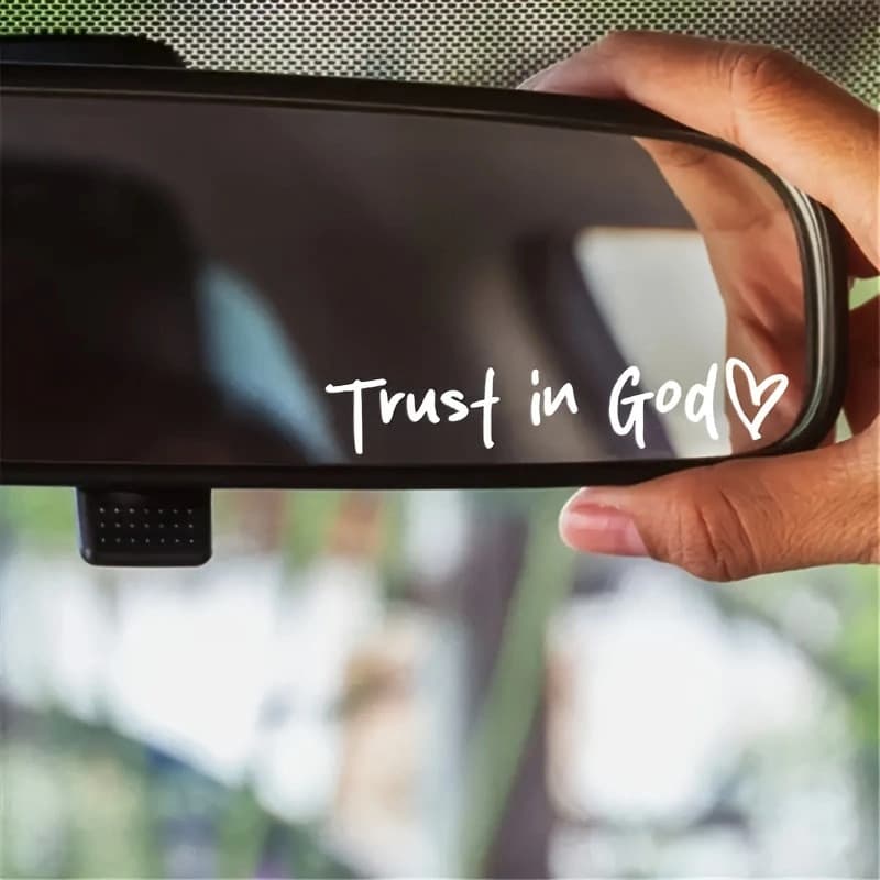Adesivo Carro "Trust In God" - Decalque Religioso para Mulheres 9x1.6cm