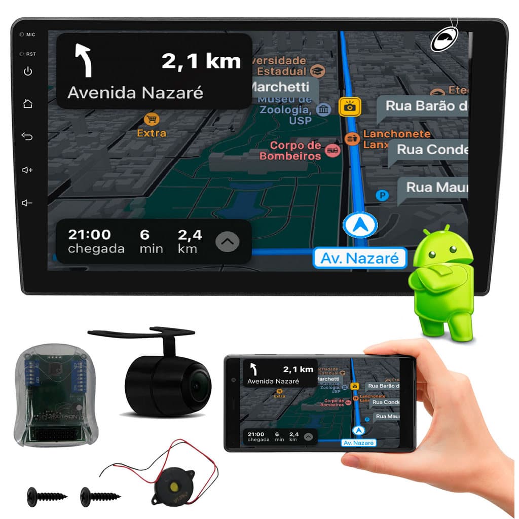 Multimidia 10" Android Grand Siena 2012 a 2021 Android Auto Car Play + Câmera + Interface Volante
