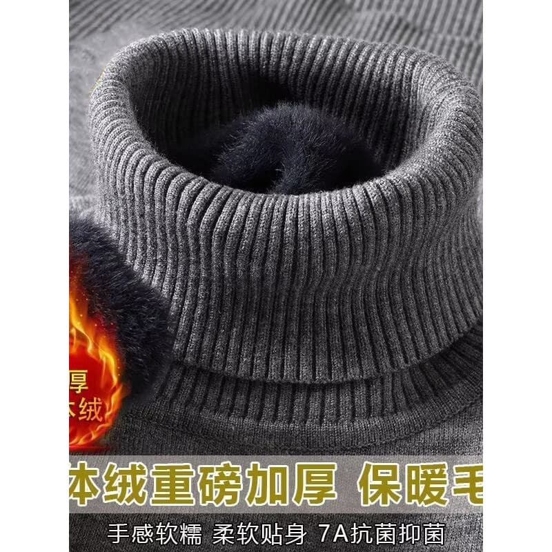 Suéter de lã quente com gola alta e peça única de lã masculino outono inverno lapela inferior