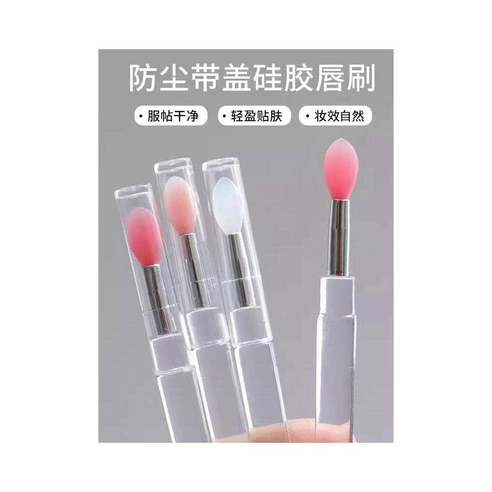 Pincel labial de Silicone com tampa, pincel para batom, esmalte labial portátil, bálsamo labial, pincel para manchas, ma