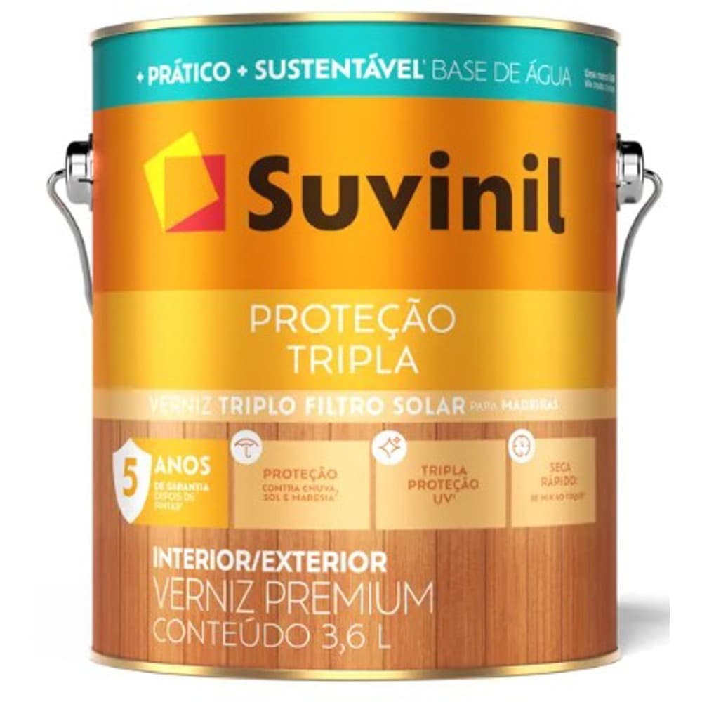 Verniz Suvinil Proteção Tripla Brilhante Base Água Natural 3,6L