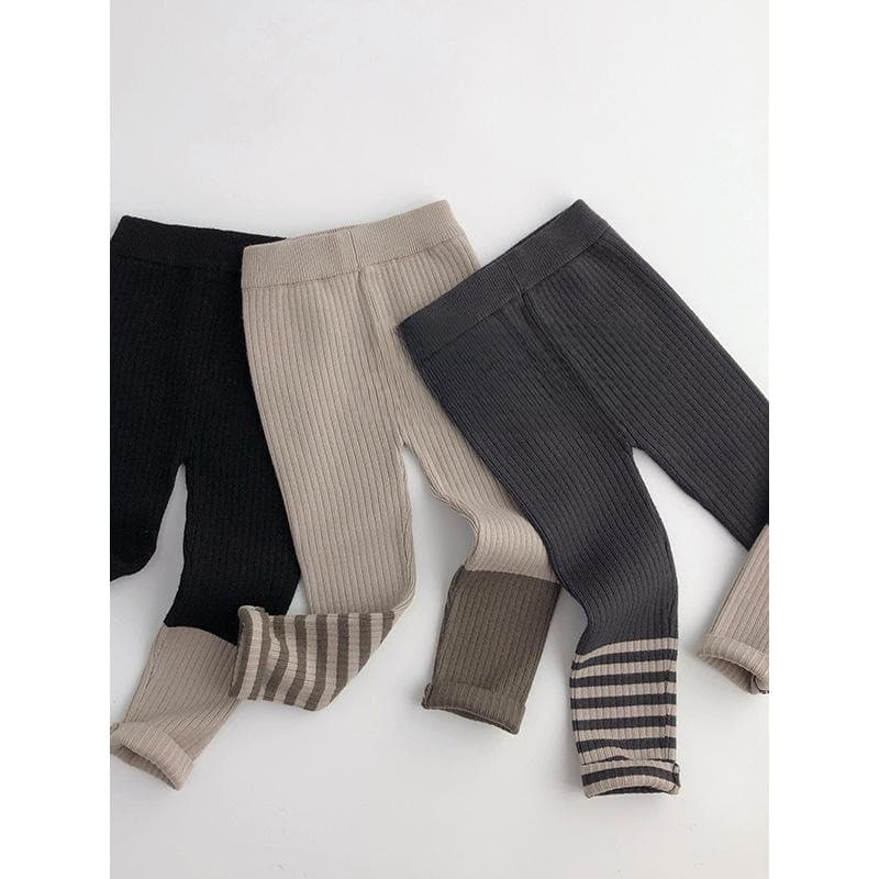 Feminino bebê listrado Leggings de malha 2025 primavera outono novo estilo crianças 1 crianças calças de outono feminino