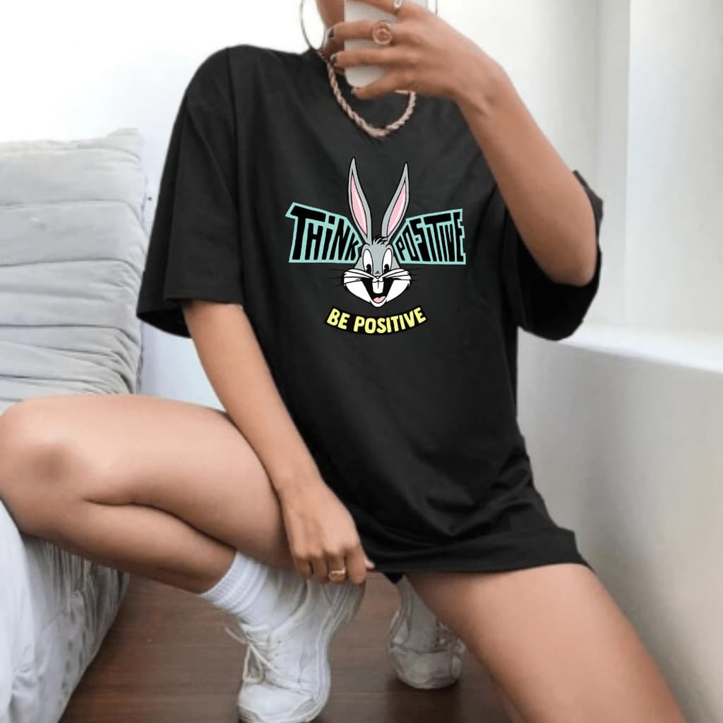 Camiseta Oversized Streetwear Feminina Pernalonga Looney Tunes 100% Algodão CS camisa