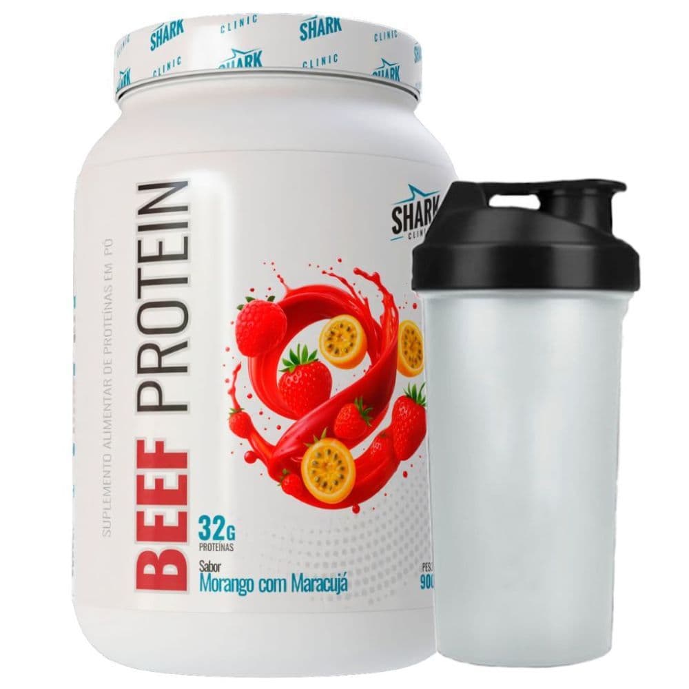 Beef Protein Morango Maracuja 900g Coqueteleira - Shark Pro