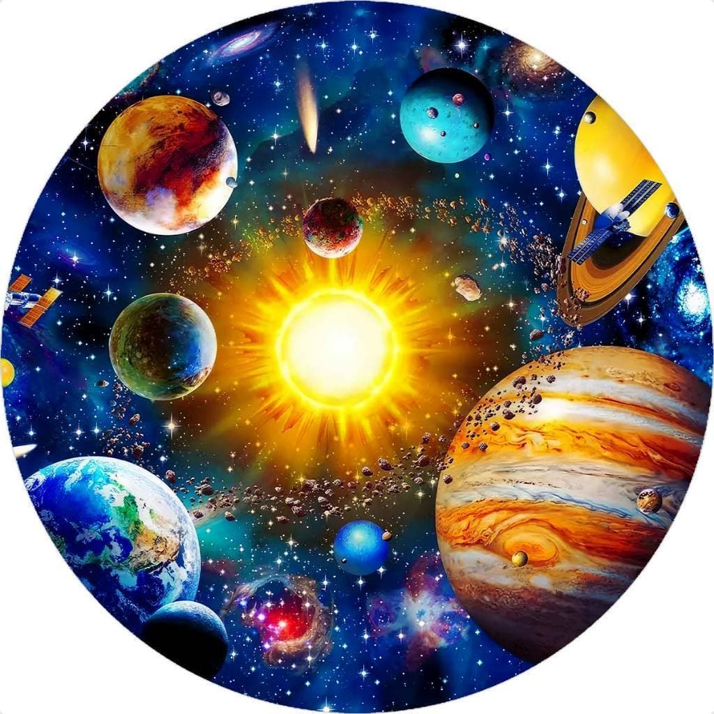 Painel Redondo Em Tecido Sublimado 50x50 CM 3D Galáxia Astronauta Veste Fácil com Elástico SRD-171 FIRE