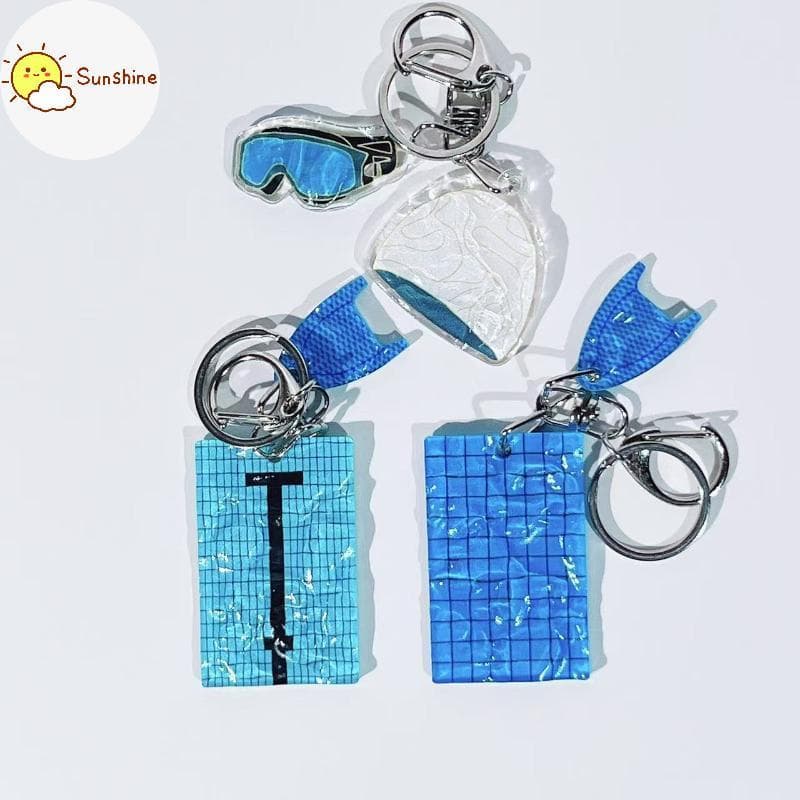 OMS 1 Pçs Chapéu De Natação Carro Chaveiro Criativo Piscina Ondulado Decoração Saco Pingente Presente Do Nadador br