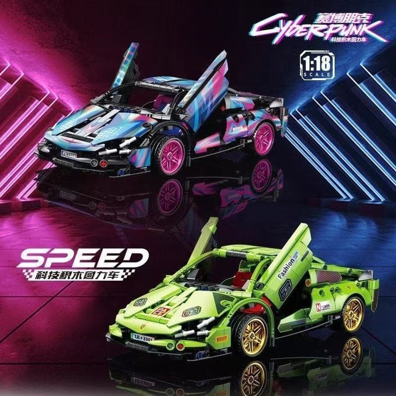 580 pçs Lego blocos de construção Lamborghini Supercar Porsche modelo carro esportivo forte puxar para trás velocidade c